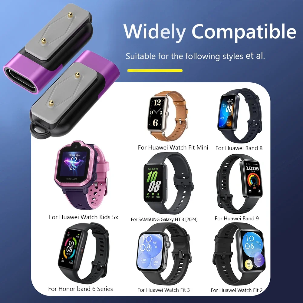 Adaptador de cargador magnético tipo C para Huawei Band 7 8 9/reloj Fit/Honor Band 9 10 Smartwatch USB-C adaptadores de conector de carga