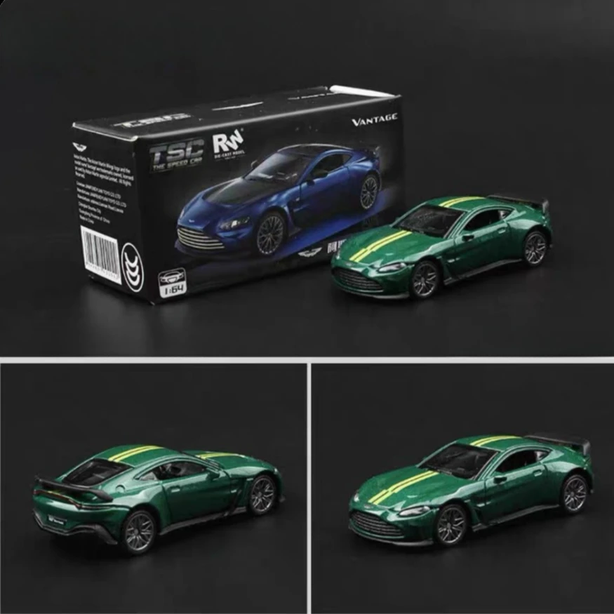 

Мини Aston Martin V12 углеродное волокно-зеленый уличный зеленый сплав масштабная модель автомобиля слайд-перед дизайн Рождество, подарок на Хэллоуин