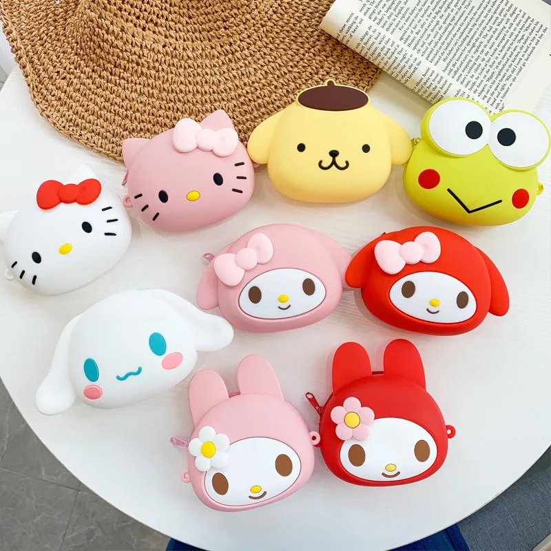 Kawaii Sanrio Anime Silicone Soft Diagonal Cross Bag Hello Kittys My Melody Kuromi Cute Kids Princess Kids Handbag Girls Gift