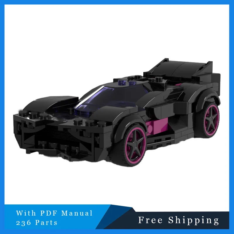 

236 шт. креативный черный крутой городской спортивный автомобиль модульный MOC модель строительного блока детское образование DIY сборка игрушки подарки на день рождения