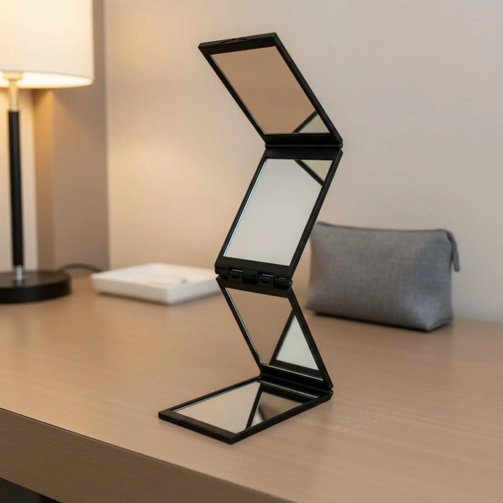 

4 Panel Mirror Back of Head Viewing Tri-Fold Mirror Personal Care Item Portable Foldable for Haircut, Makeup