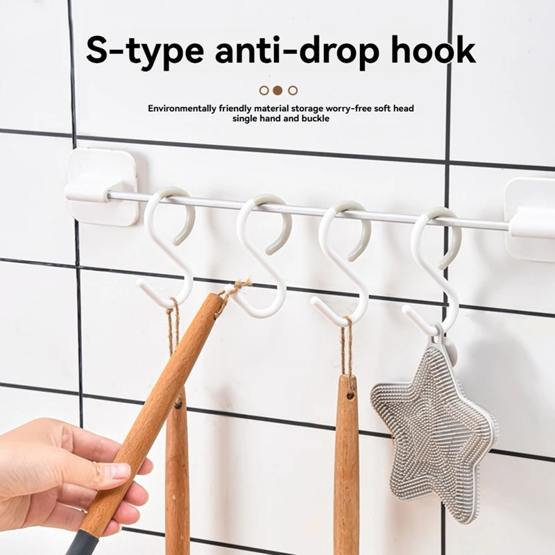 12Pack  S Hooks Rack Hanger S Shaped Hooks Hanging Flexible Neck For Easy Twist For Kitchen Bathroom White