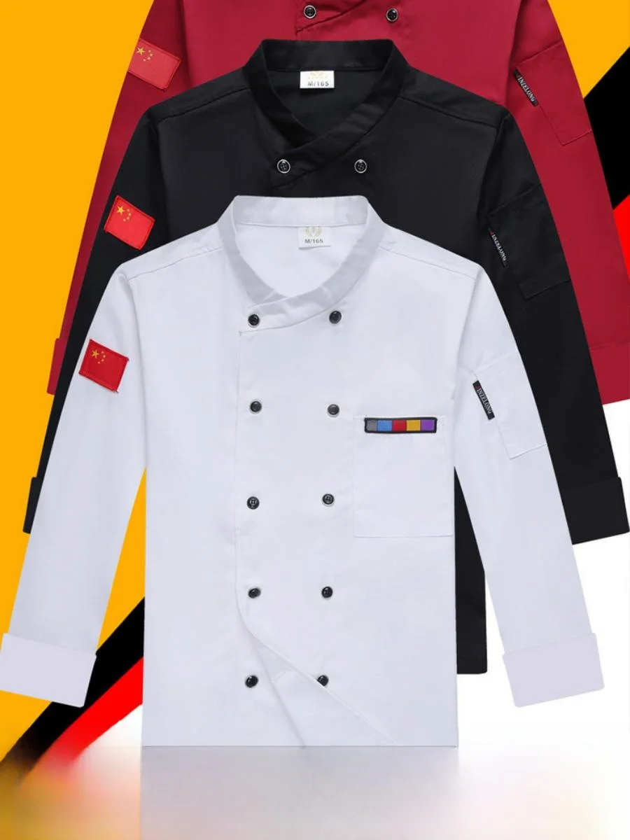 

Мужская рабочая одежда для поваров, осенне-зимняя, для кухни, ресторана, отеля, грязеотталкивающая, из смесовой хлопковой ткани