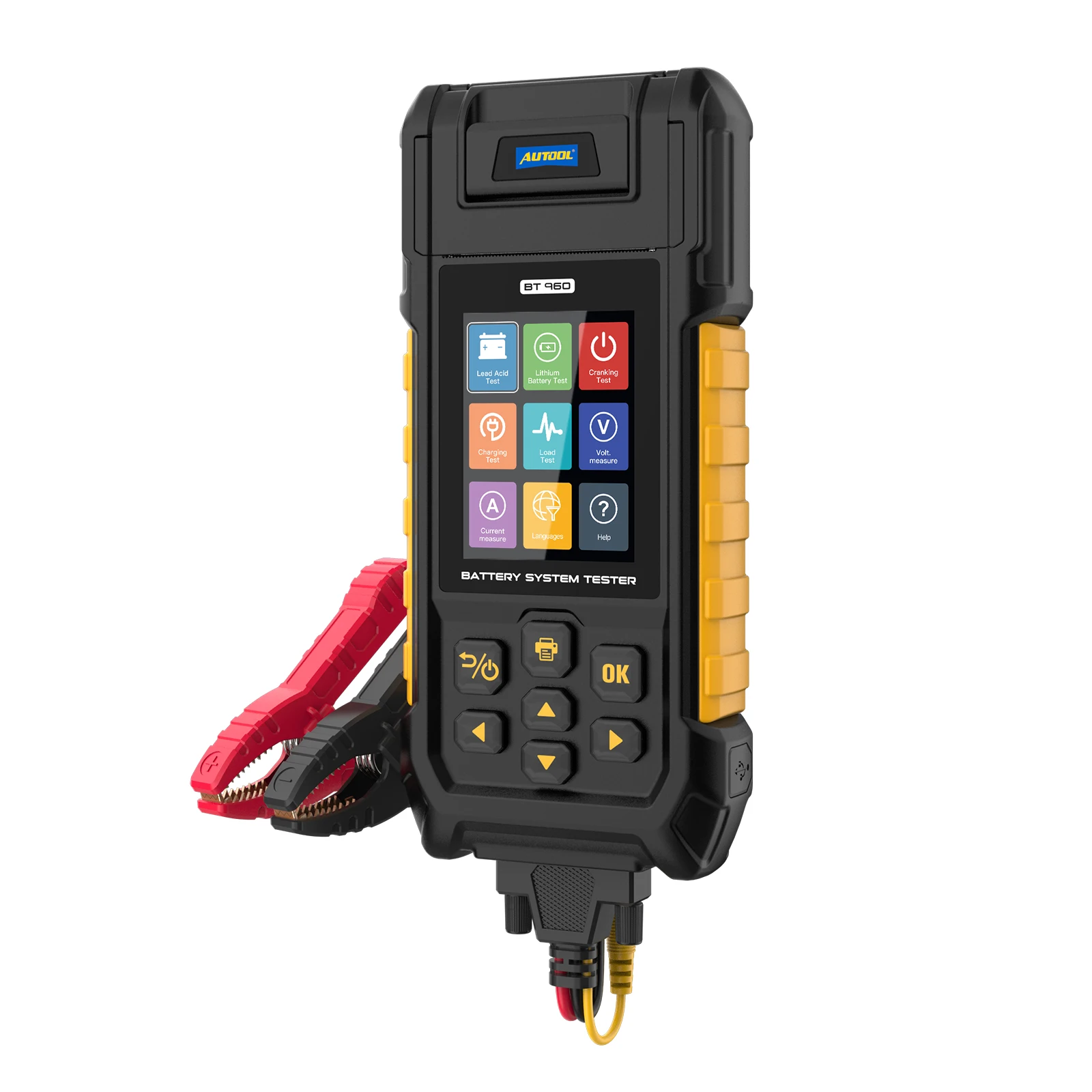 

AUTOOL BT960 Тестер автомобильного аккумулятора Тестер литиевого аккумулятора 6V12V24V36V48V60V72V Тест запуска аккумулятора электромобиля