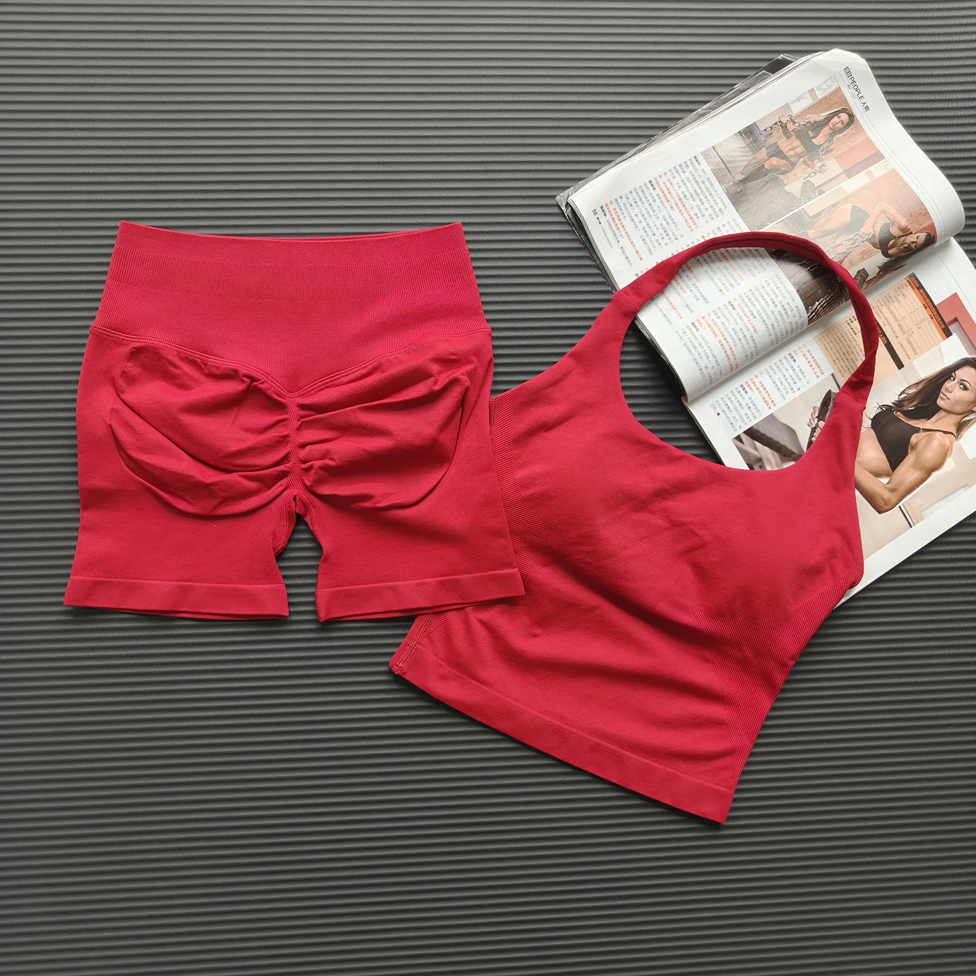 2 Pieces Women's Sports Set Backless Halter Top High Waist Seamless Stretchy Bras Shorts Suit Gym Set Workout Fitness Clothing - Image 5