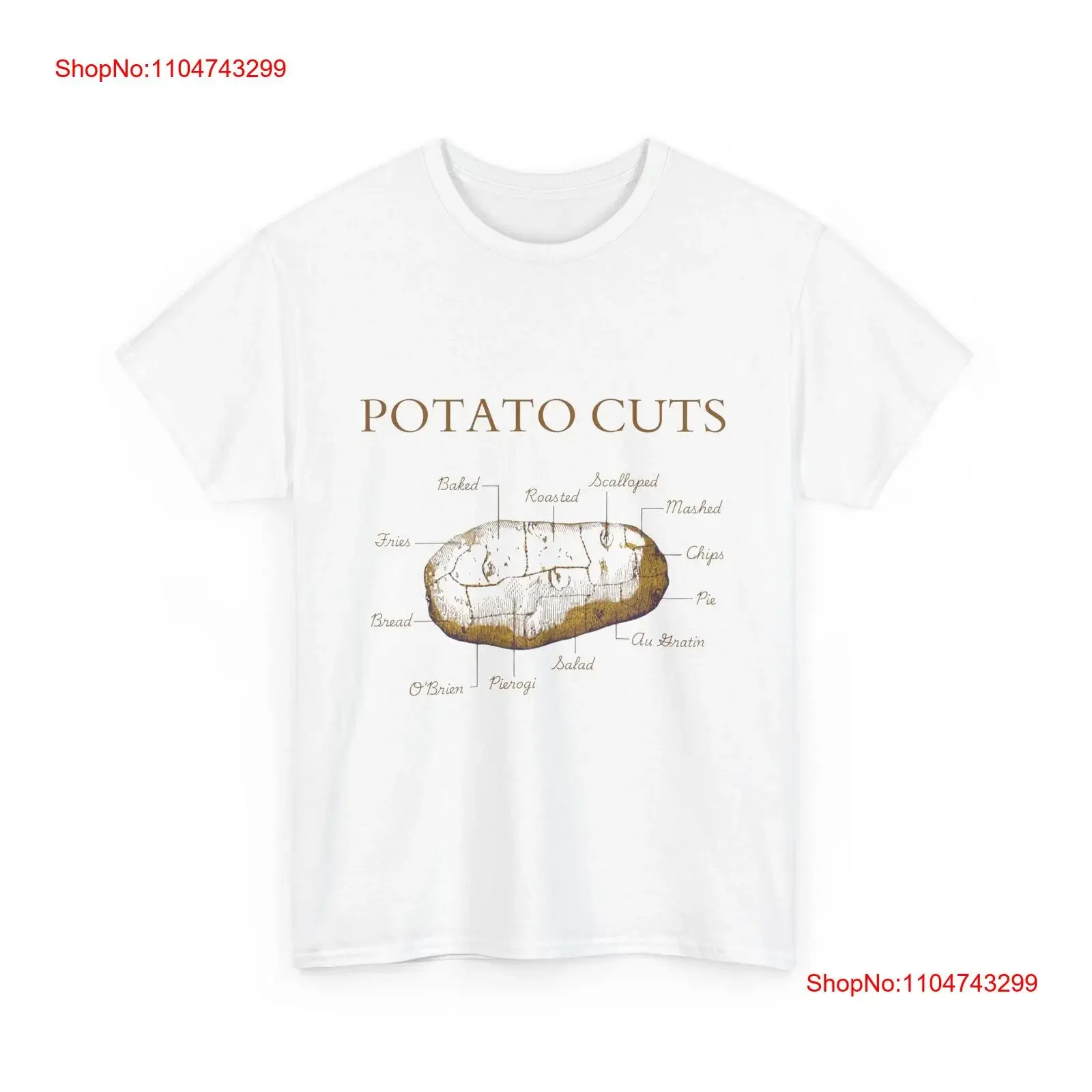 

Potato Cuts Heavy Cotton T Shirt Funny Food Lover Dishes vintage Washed graphic Soft Top For Everyday Wear Versatile fashion