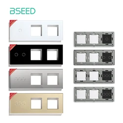 Bseed EU Standard Crystal Glass Switch Frame Self-Design Wall Socket DIY Part Home Improvement White Black Glod Grey 228mm