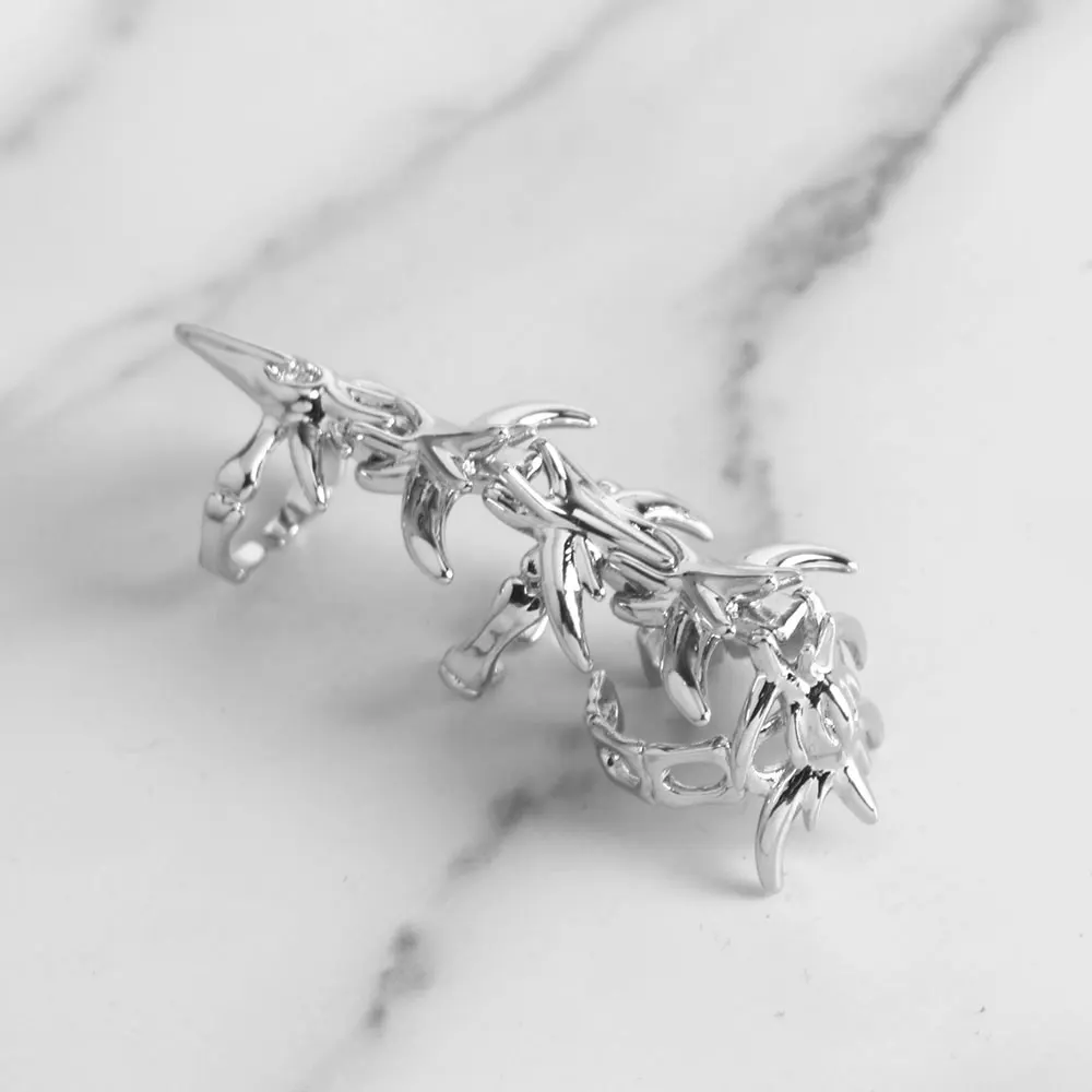 Cyberpunk Gothic Dragons Bone Knuckle Ring Cosplay Rings Unisex Alloy Silvery Adjustable Opening Jewelry Accessory Props Gifts image 5