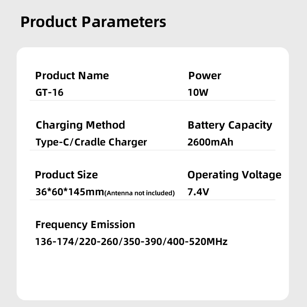 HX GT-16 10 واط جهاز اتصال لاسلكي UHF/VHF 4-Band مفتاح واحد إعداد التردد LCD اللون عرض نوع C & حوض شحن لوحة المفاتيح الرقمية