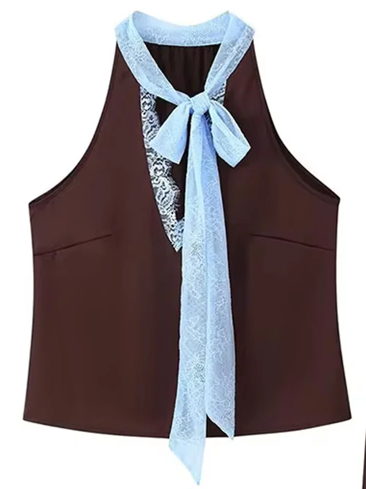 

HH Woman Fashion 2 Piece Set Lace Patchwork V-Neck Decoration Summer Casual Short Top+Elegant Mid Waist Zipper Midi Skirt Mujer