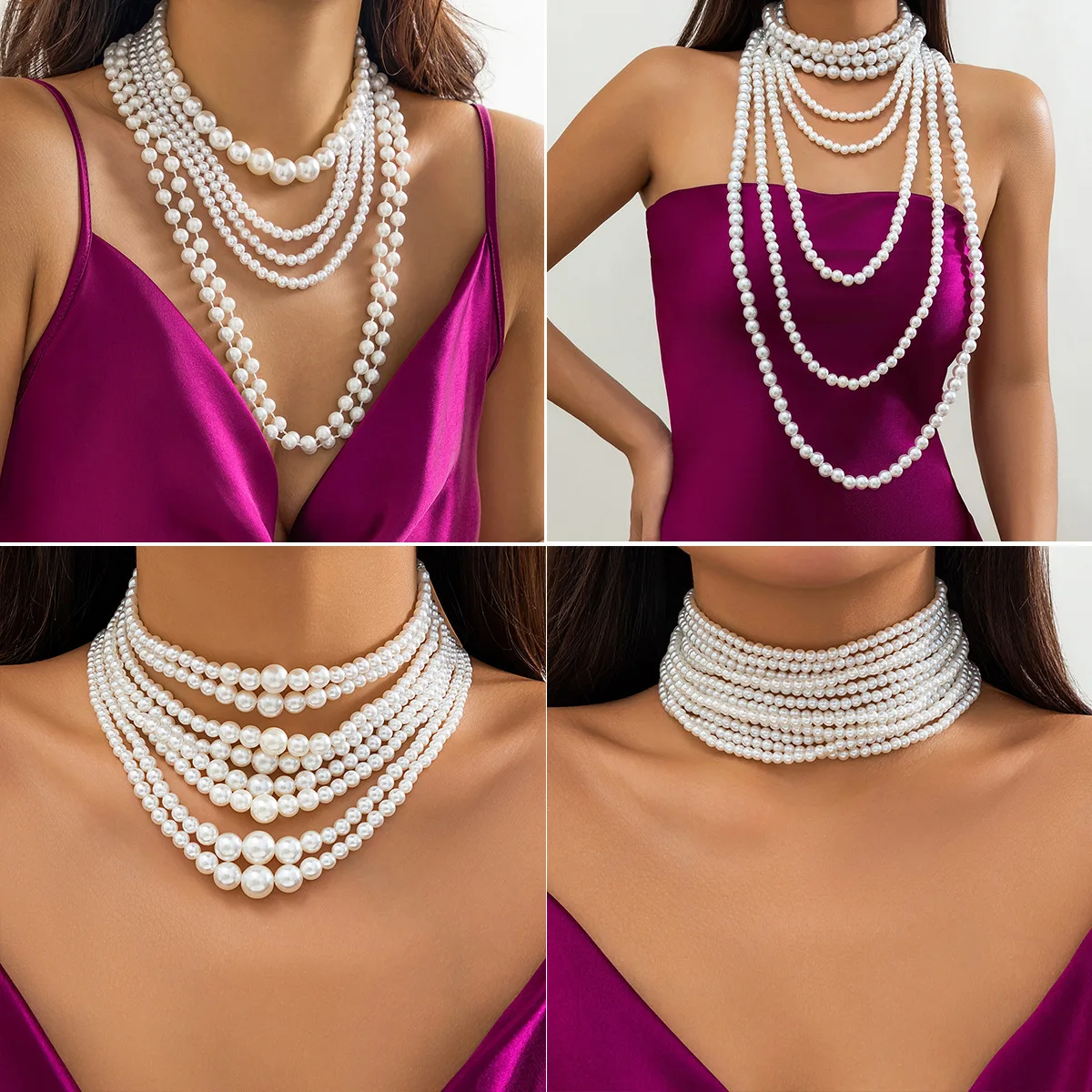Multi Layer Necklace Simulated-pearl Moda Mujer Baroque Elegant Choker Moda Coreana Hot Sales Jewellery