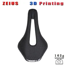 ZEIUS Bicycle 3D Printing Ultra Light 162g Seat Carbon Fiber Rails Hollow Comfort Road Bike Mountain Honeycomb Pad bike seat