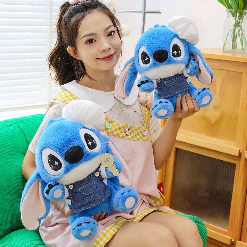 Kawaii Chef Stitch Peluche Disney Bambola di pezza per bambini Compleanno Regalo di Natale Carino Lilo e Stitch Doll Macchina per artigli all'ingrosso