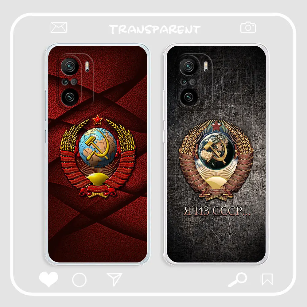 Clear Phone Case For Redmi K60 K50 K40 K40S K30 K20 12C 10X 10A 9T 9A 9 8 CC9 CIVI Pro Case CCCP Two-Headed Eagle Flag Of Russia