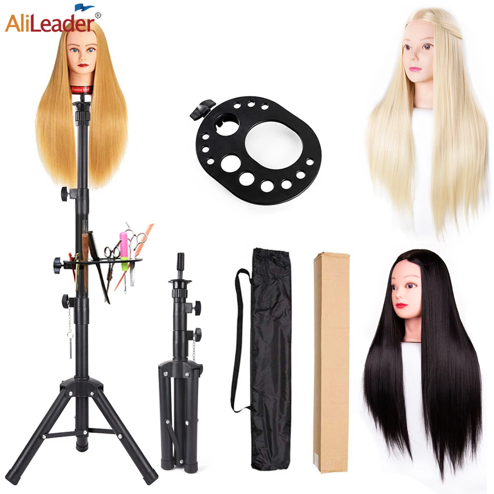 

65cm Synthetic Styling Head 140cm Strong Mannequin Head Tripod Professional Mannequin Head to Practice Hairstyles