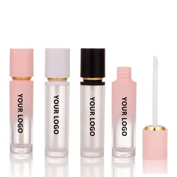 8ML Lipstick Tubes Pink Empty Round Lipgloss Container Tube Liquid Lipstick Bottle Custom Logo Wholesale Bulk Products 50pcs