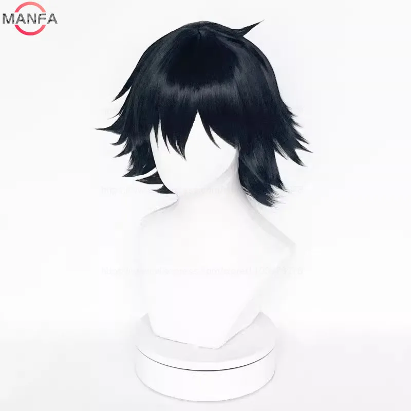 Ranpo Edogawa Cosplay Wig Cosplay Short Black Heat Resistant Hair Anime Cosplay Wigs + Wig Cap