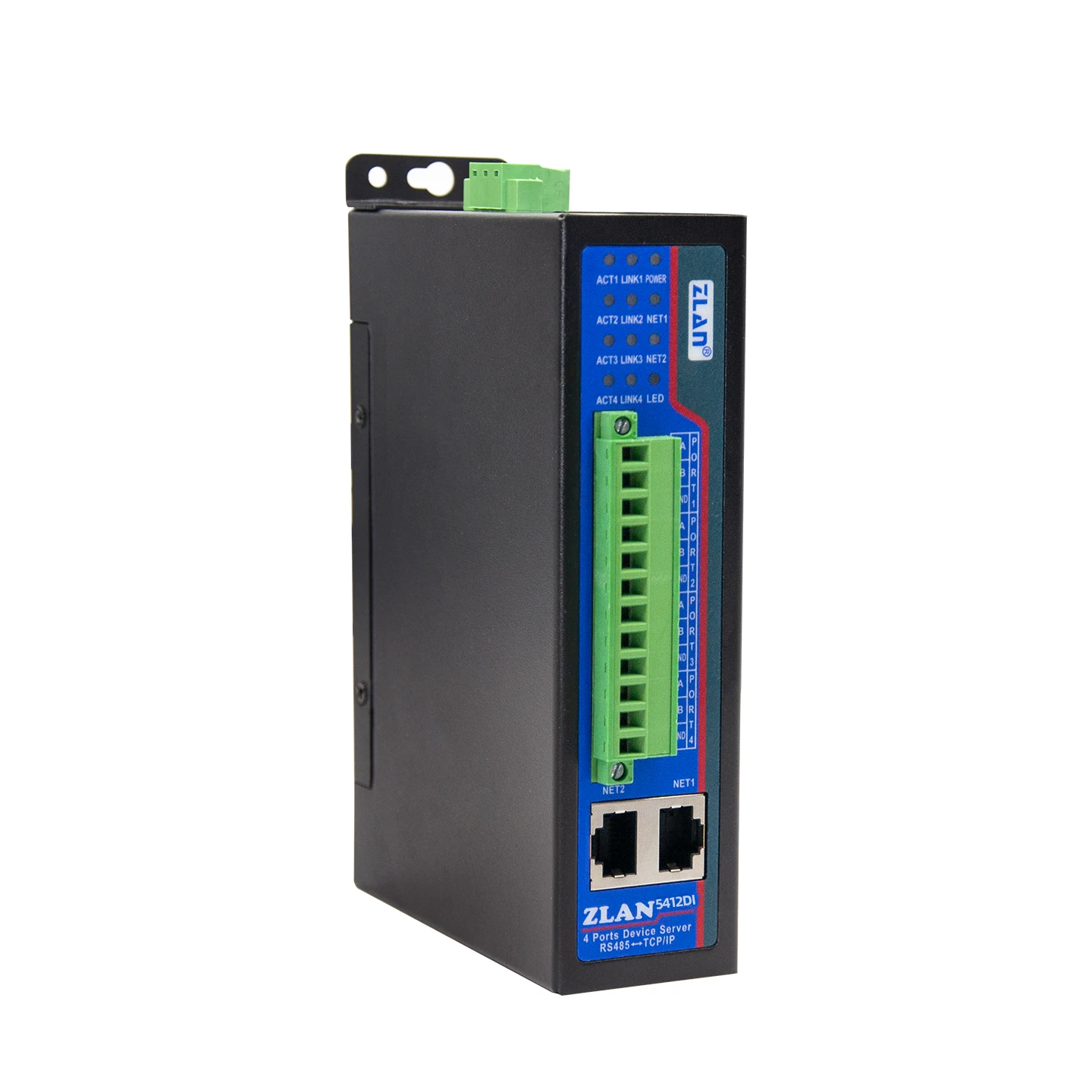 

Isolated 4 Serial Port Server Rail Type Quad RS485 Multi-Serial Port to Ethernet Network Port Modbus/MQTT Gateway RTU to TCP