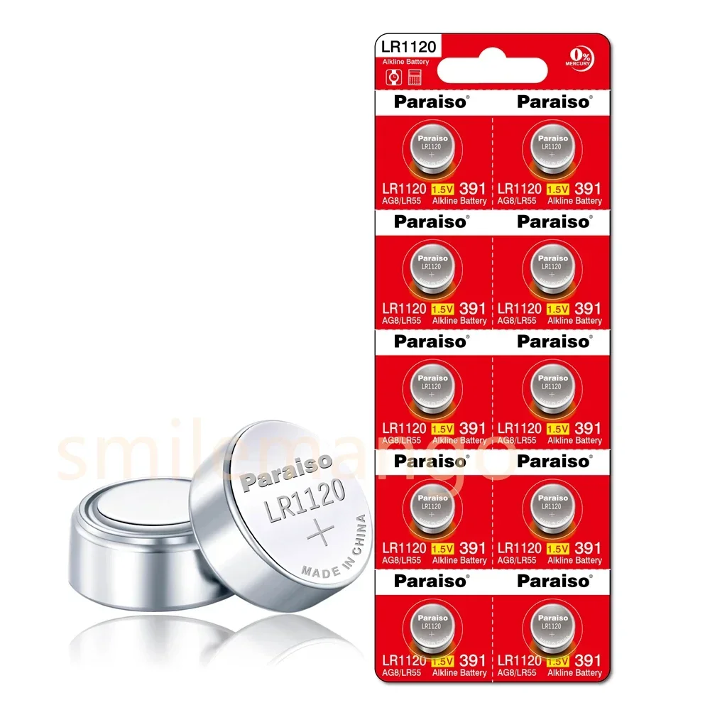 جديد عالي السعة 1.55 فولت AG8 LR1120 391 SR1120 R1120W CX191 بطاريات زر G8A 191 SR1120SW خلية عملة ساعة اللعب بطارية عن بعد