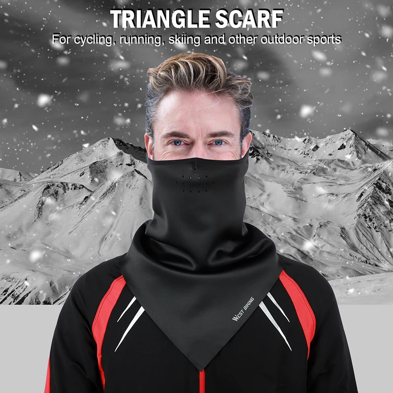 WEST BIKING Bicycle Face Mask Hood Neck Winter Thermal Hiking Scarf Breathable Bike Mask Warm Fleece Windproof Ski Cycling Mask