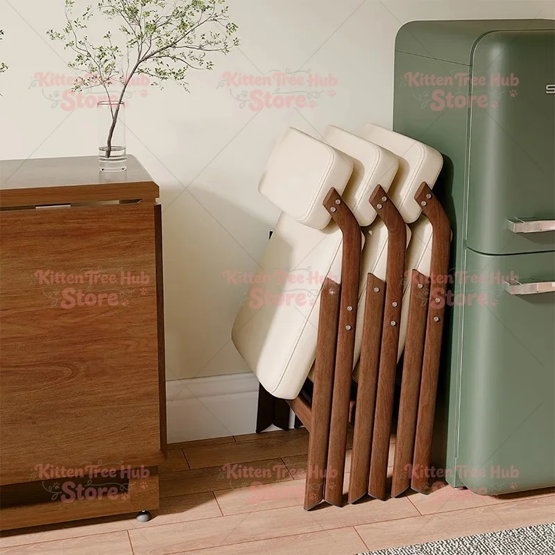 Foldable solid wood back chair | Comfortable and sedentary home dining chair,
