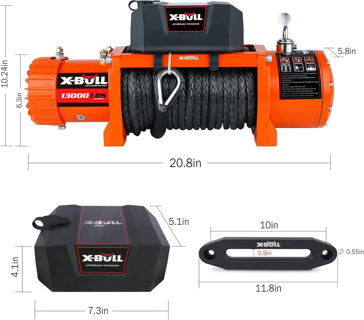 Traction Products - Synthetic Rope Winch - 13000 LB load capacity - Remote winch