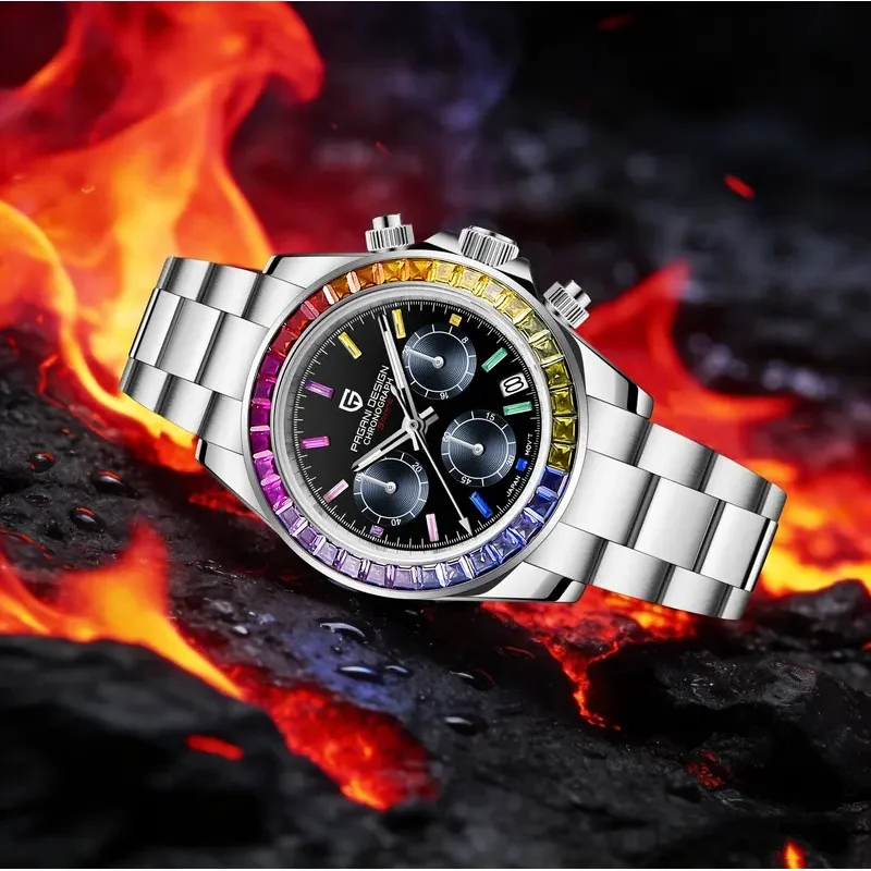PAGANI DESIGN Men Quartz Watch VK63 Sapphire Crystal Small Three Hands 100M Waterproof Calendar Luxury Male Wristwatch