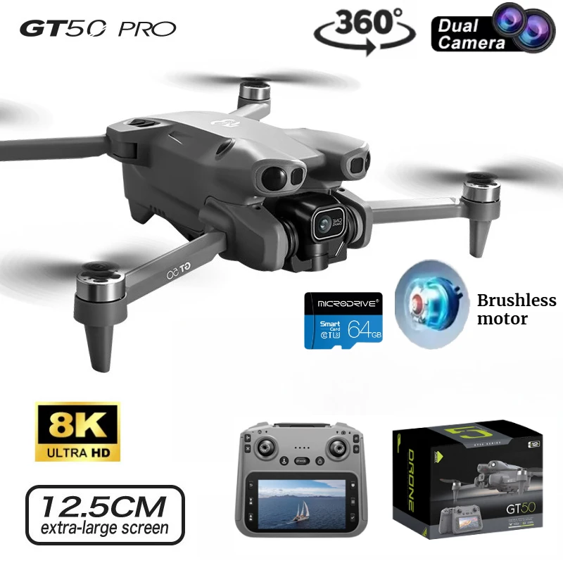 

Предотвращение препятствий, 4,3-дюймовый экран, аэрофотосъемка, бесщеточный дрон, 2,4G, оптический дисплей потока GT50 с двойным объективом, WIFI