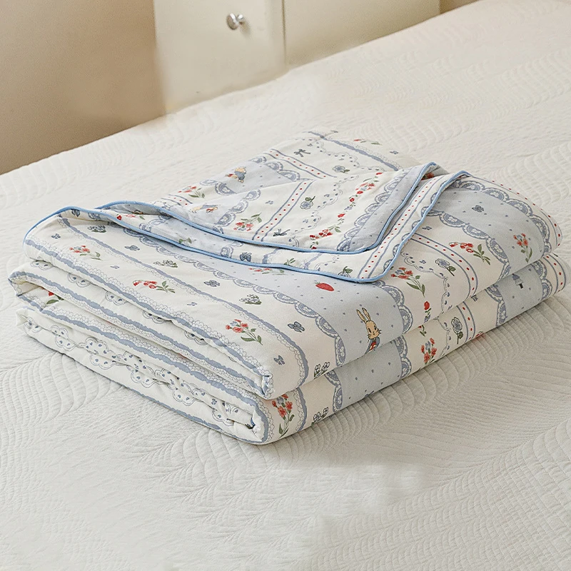 Summer Cool Quilt Soybean Fibre Quilt Soft Cotton Knitted Blankets Bedding Washable Air-conditioning Children Adult Quilt Plaid