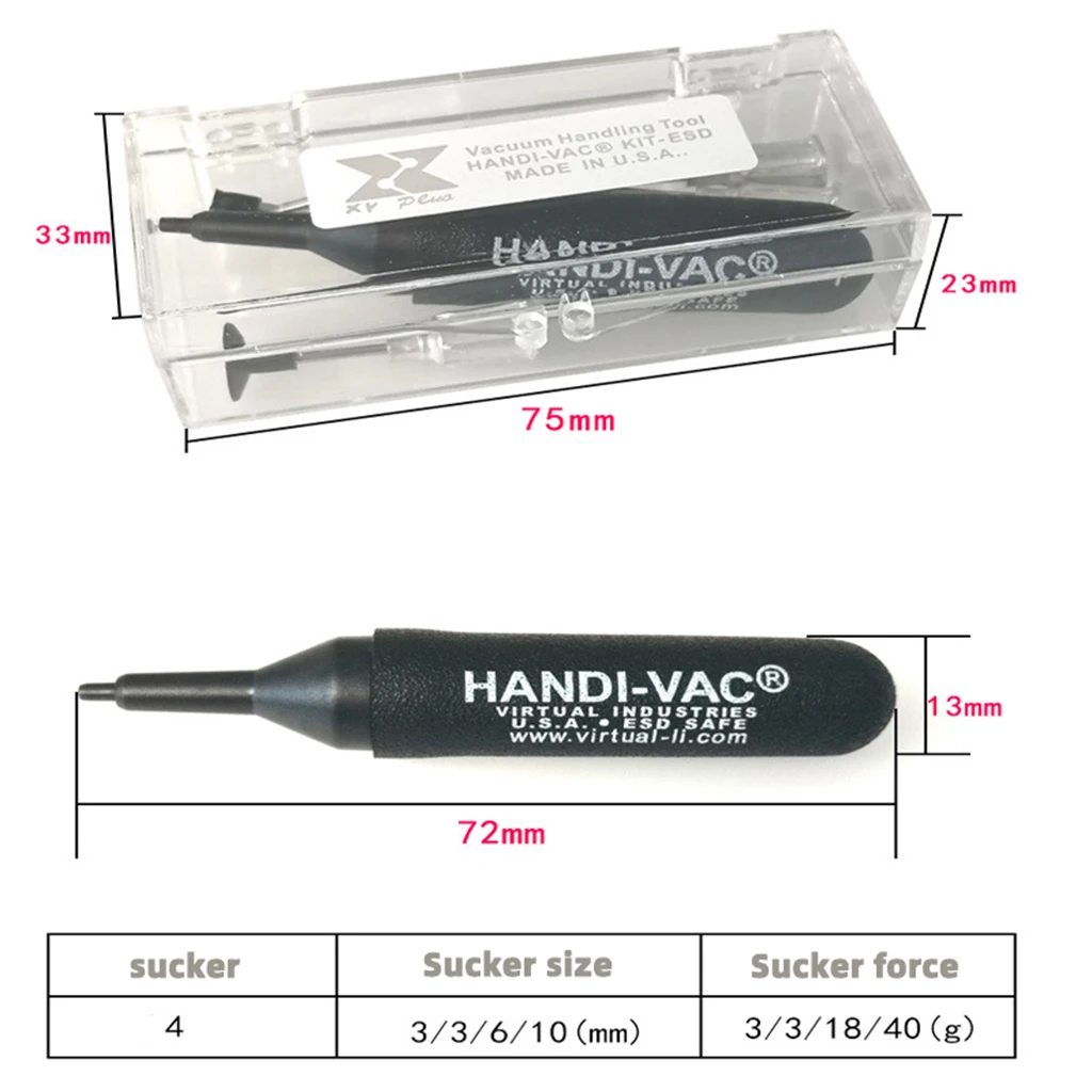Imagem -02 - Sucção da Bomba de Vácuo de Bga Que Suga a Pena Anti-estática Mini Smt Smd ic Picker Picker Pega a Ferramenta da Mão do Recolhimento com Cabeçalhos da Sução a