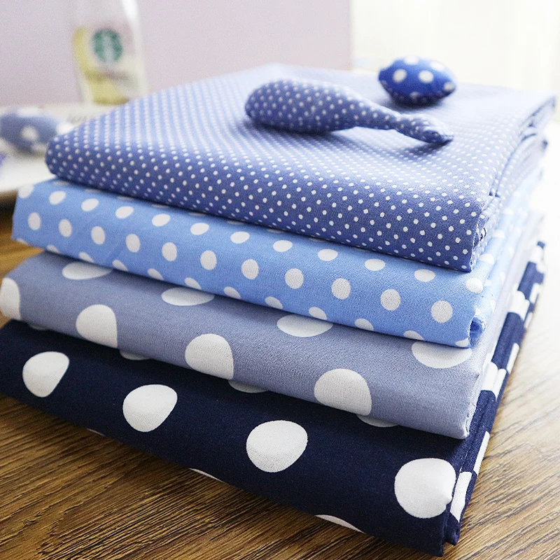 145cm Wide Pure Cotton Fabric Blue Water Jade Polka Dot Cotton Fabric Shirt Dress Home Handmade DIY Apparel Sewing Fabric 130g/m