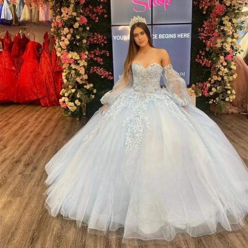 فساتين Quinceanera Quinceanera للفتيات ، مشد موديش ، يزين بدون حبال ، رايات ، 15 سنة ، انخفاض الشحن