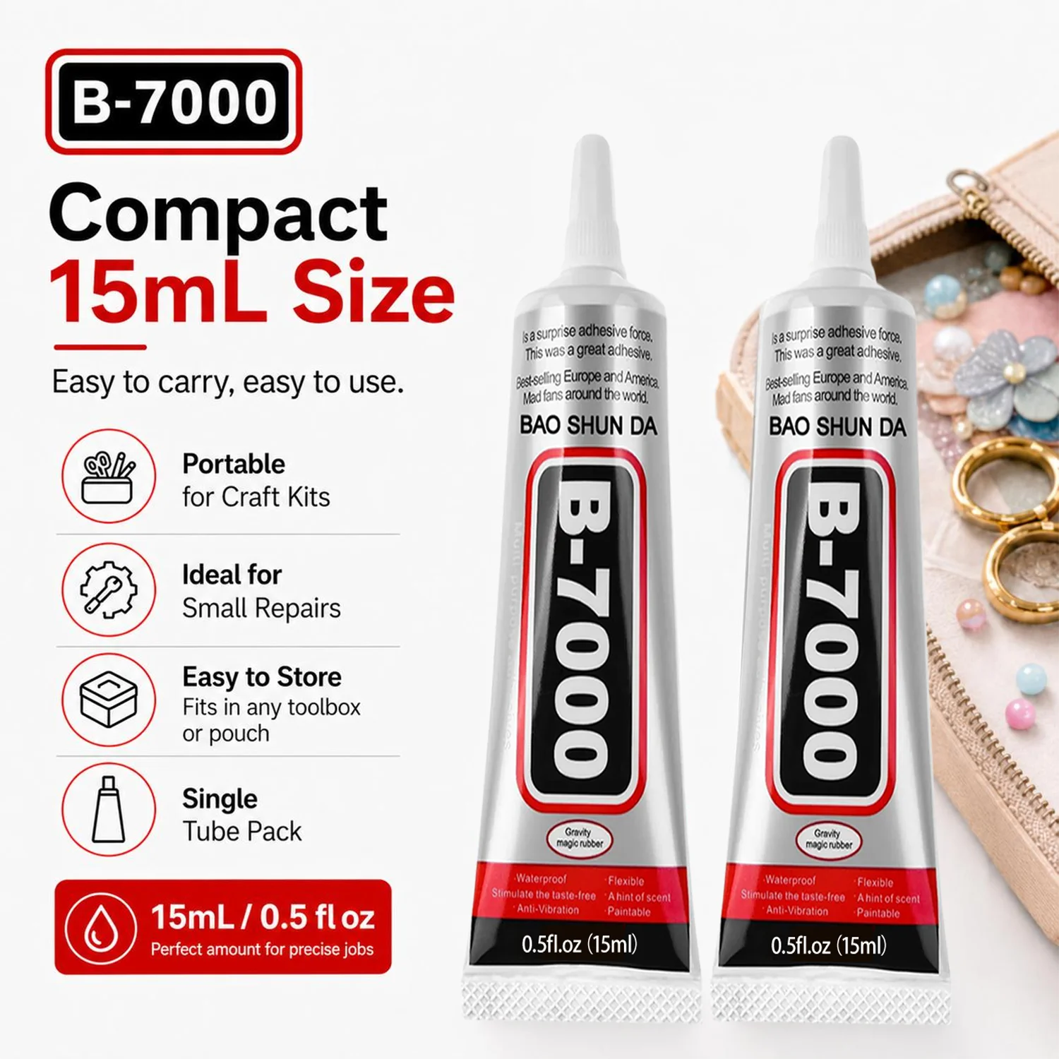 6PCS 15mL/25mL B7000 Repair Mobile Screen Glue Waterproof Jewelry Craft Glue Liquid Super Strong Adhesives Multipurpose DIY Glue