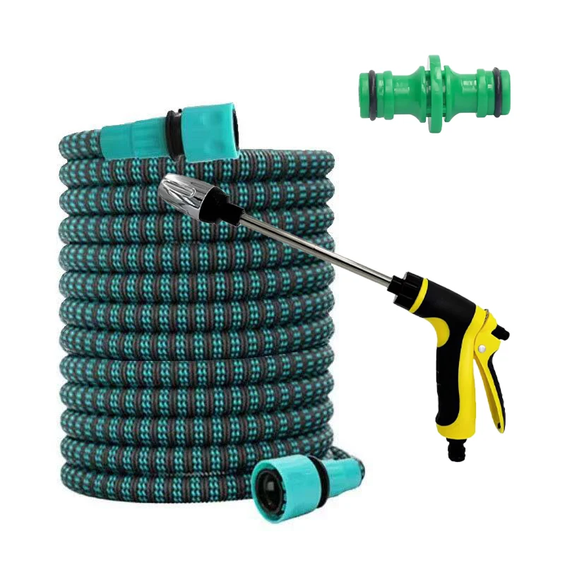 Expandable Garden Hose with Long Spray Wand, 25ft/50ft/75ft/100ft High Pressure Car Wash Watering Kit