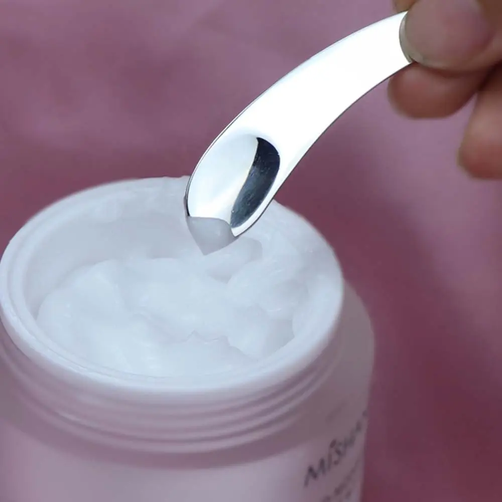 Silver Gold Makeup Tools Metal Eye Cream Stick Beauty Scoop Mini Cosmetic Spoon Curved Scoop Makeup Spatula Facial Cream Spoon