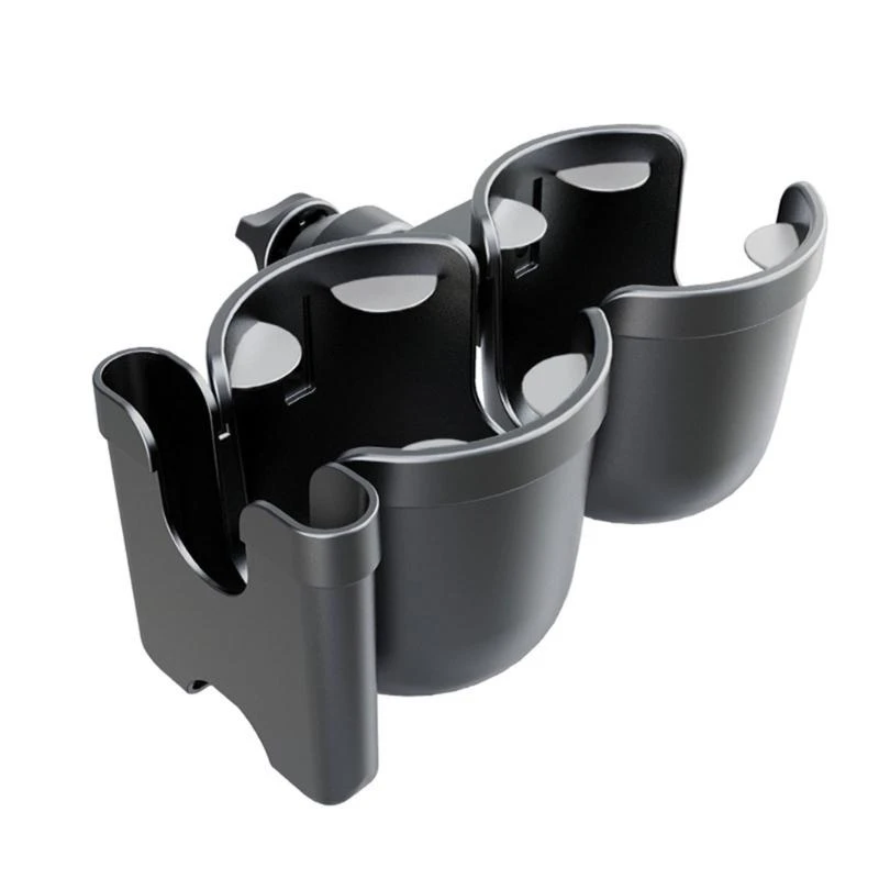 

Y4QA Pushchair Beverage Holder 360° Rotation Double Bottle Organiser with Cellphone Holder for Stroller Wheelchair Walker