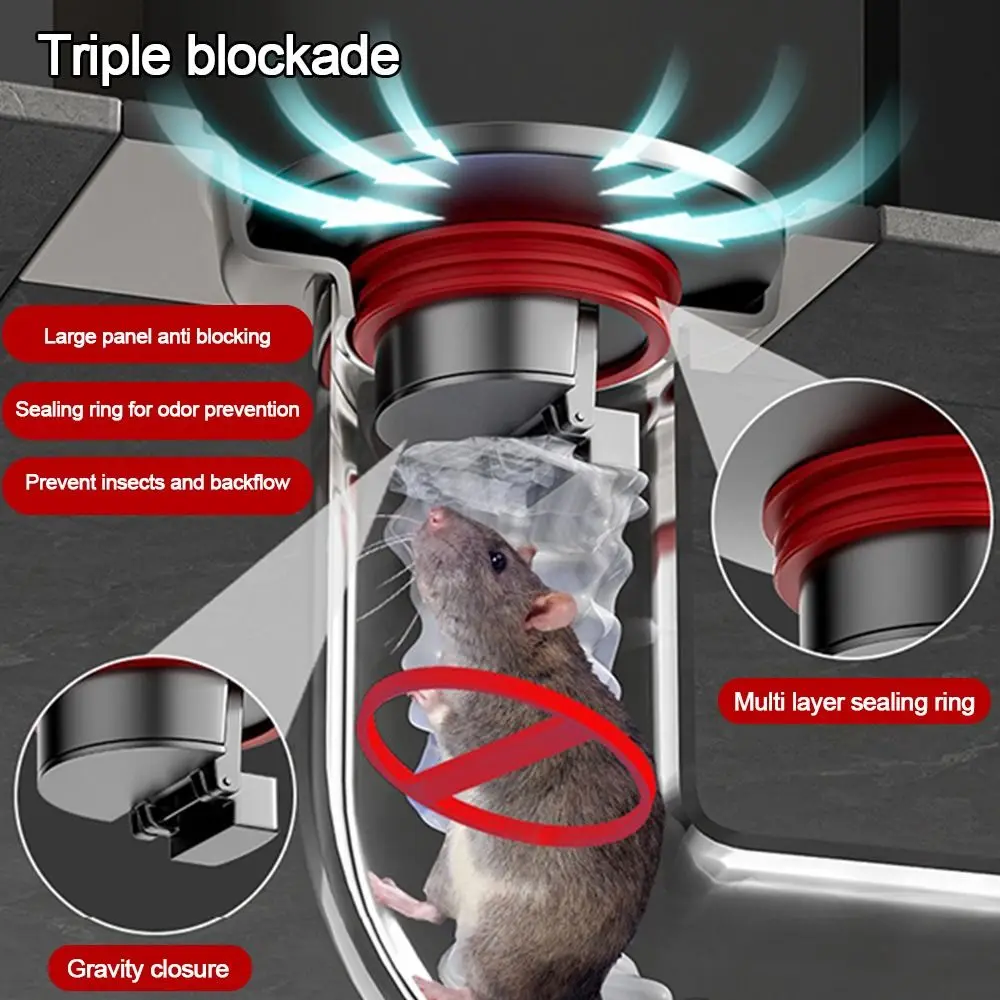 Stainless Steel Shower Floor Drain with Grid Grate Cover Anti-odor Fast Drainage Floor Drain Round Insectproof