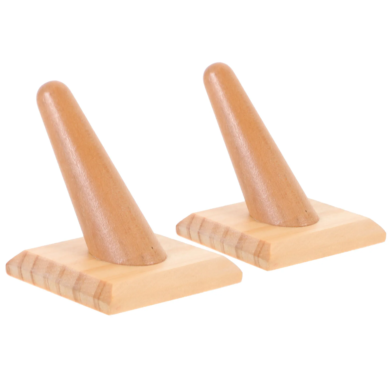 

2Pcs Ring Organizer Wooden Pillar Stand Jewelry Holder Display Rack Showcase Finger Ring Storage Wood Display Stand