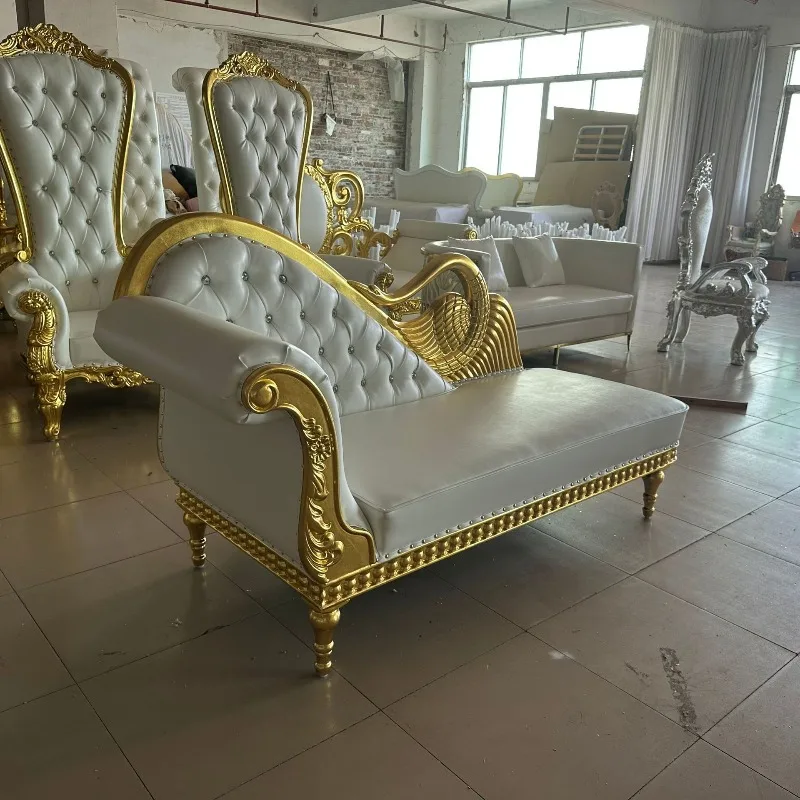 European solid wood carving flower double high back concubine sofa groom and bride wedding sofa swan shape wedding sofa