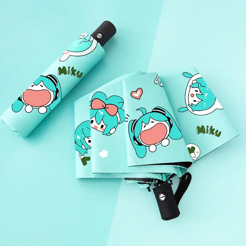 

Hatsune Miku Creative Fully Automatic Umbrella Kawaii Student Dual-Use Folding Sunshade Sunshade Umbrella Girls Gift Wholesale