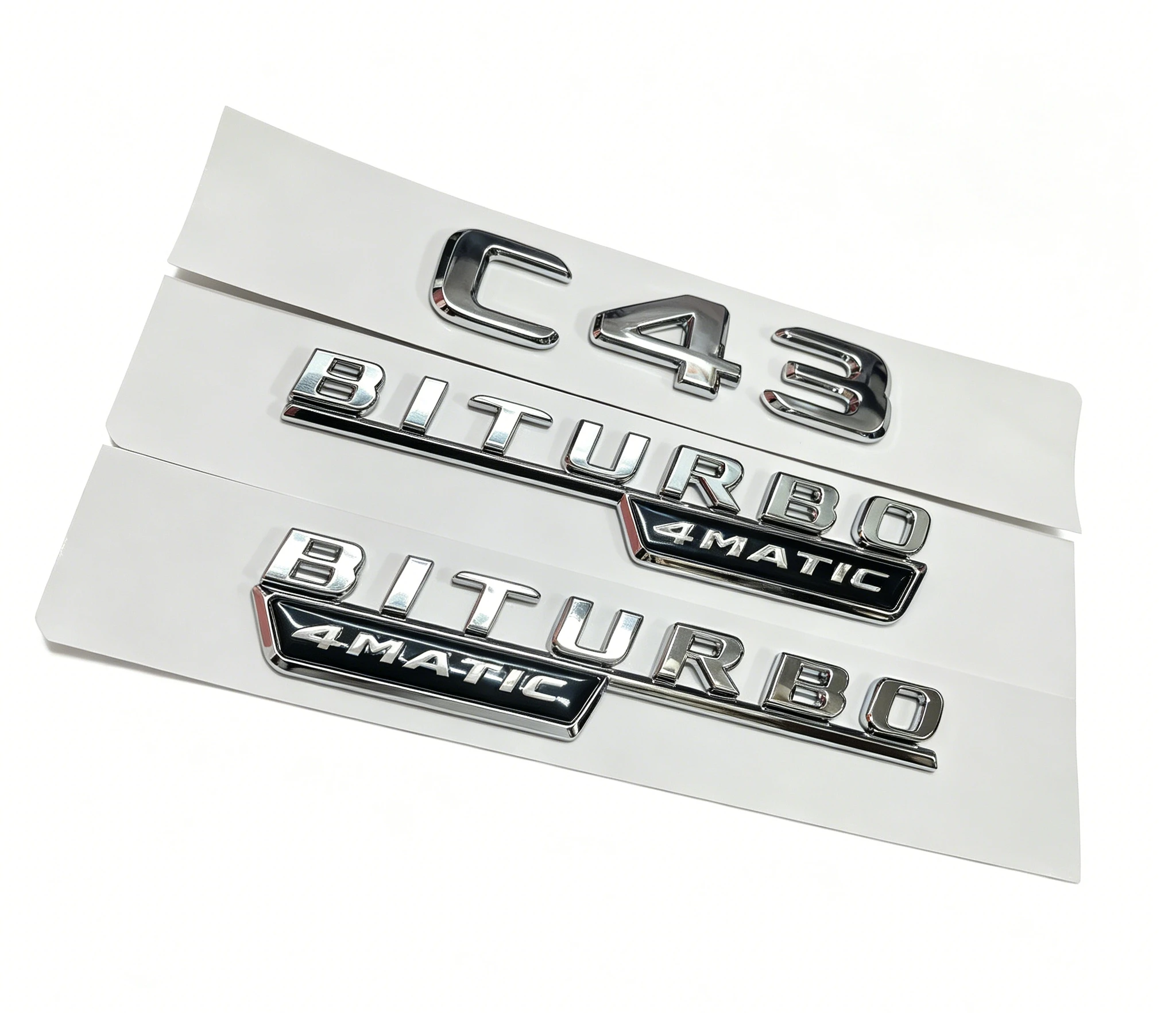 Picture 6: ABS 3PCS C43 BITURBO 4MATIC Rear Star Emblem Gloss Black  Gloss silver Badge Set For MB C43 W205 Accessories
