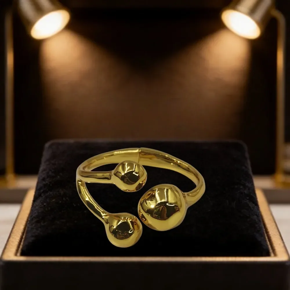 2026 Summer Exaggerated Design Gold Silver Geometric Opening Bracelet Jewelry Accessories Couple Gift