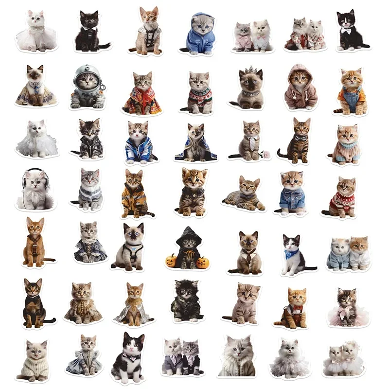 10/30/50PCS Cute Winter Cat PVC Sticker Aesthetic Decoration Scrapbooking Sketchbook Korean Stationery School Supplies for Kids