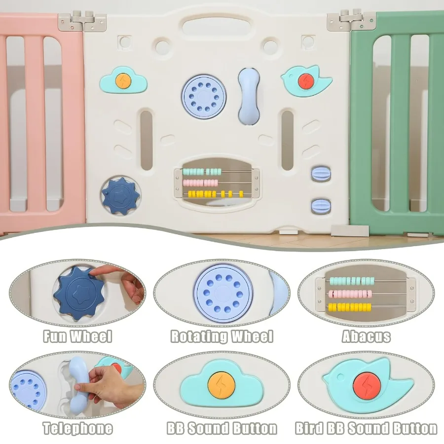 Caneta dobrável para brincar de bebê com 22 painéis para bebês e crianças, cercadinho portátil extra grande com tema de astronautas colorido