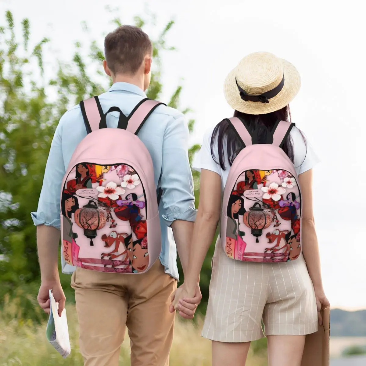 Mochila personalizada de dibujos animados para hombre y mujer, morral para ordenador portátil de princesa Mulan, mochila informal para estudiantes universitarios