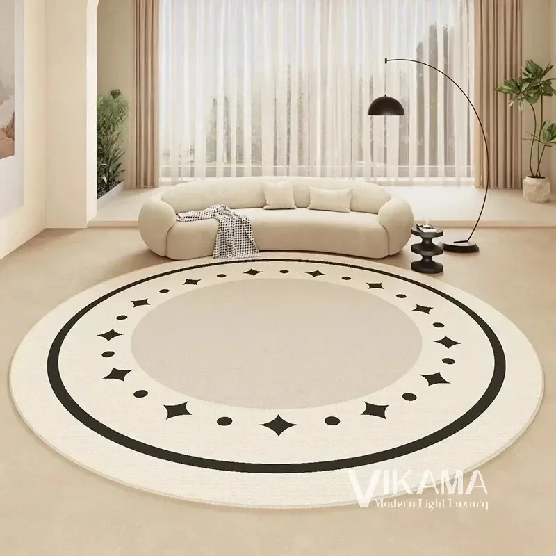 VIKAMA Premium Sense of Antique Style Round Carpet  Modern Living Room Sofa Coffee Table Carpet Study Swivel Chair Floor Cushion