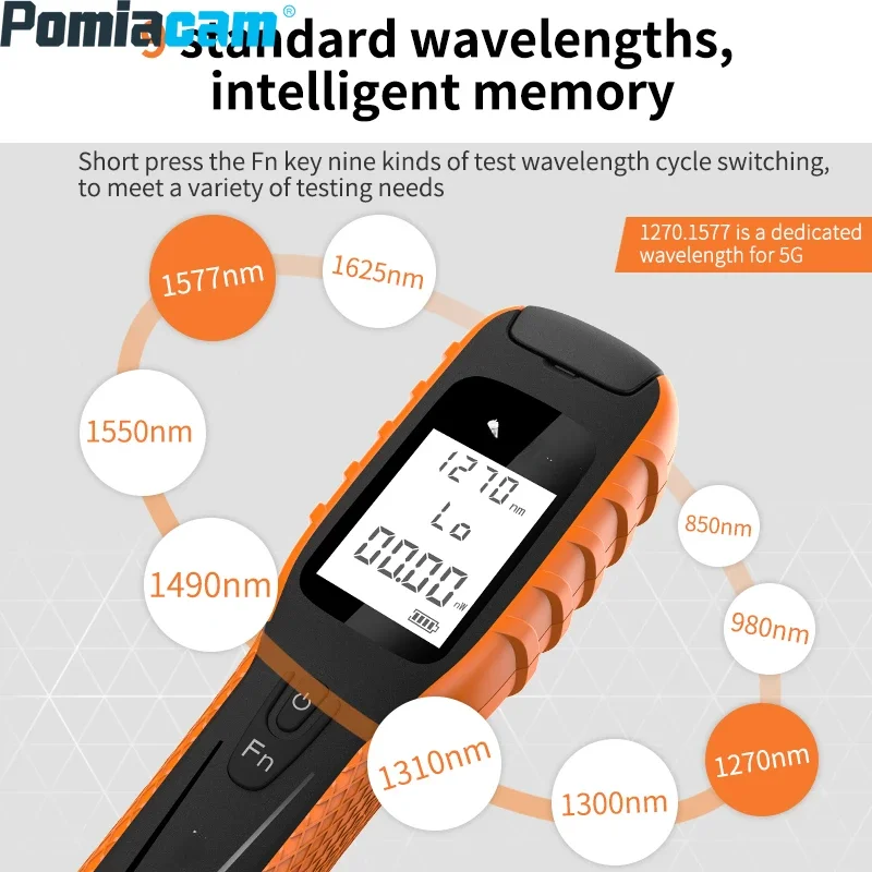 G11 OPM Measurement Range -50~+26dbm Li-battery power meter fiber optic OPM 1270nm 1577nm optical power meter DC +5V/1A Output