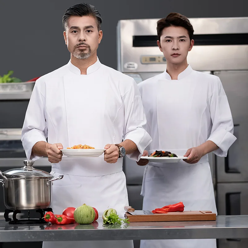 

Chef Work Clothes Long Sleeve Autumn Winter Restaurant Kitchen Western Cuisine Kitchen Catering Canteen Baking Cake Bread Clothi