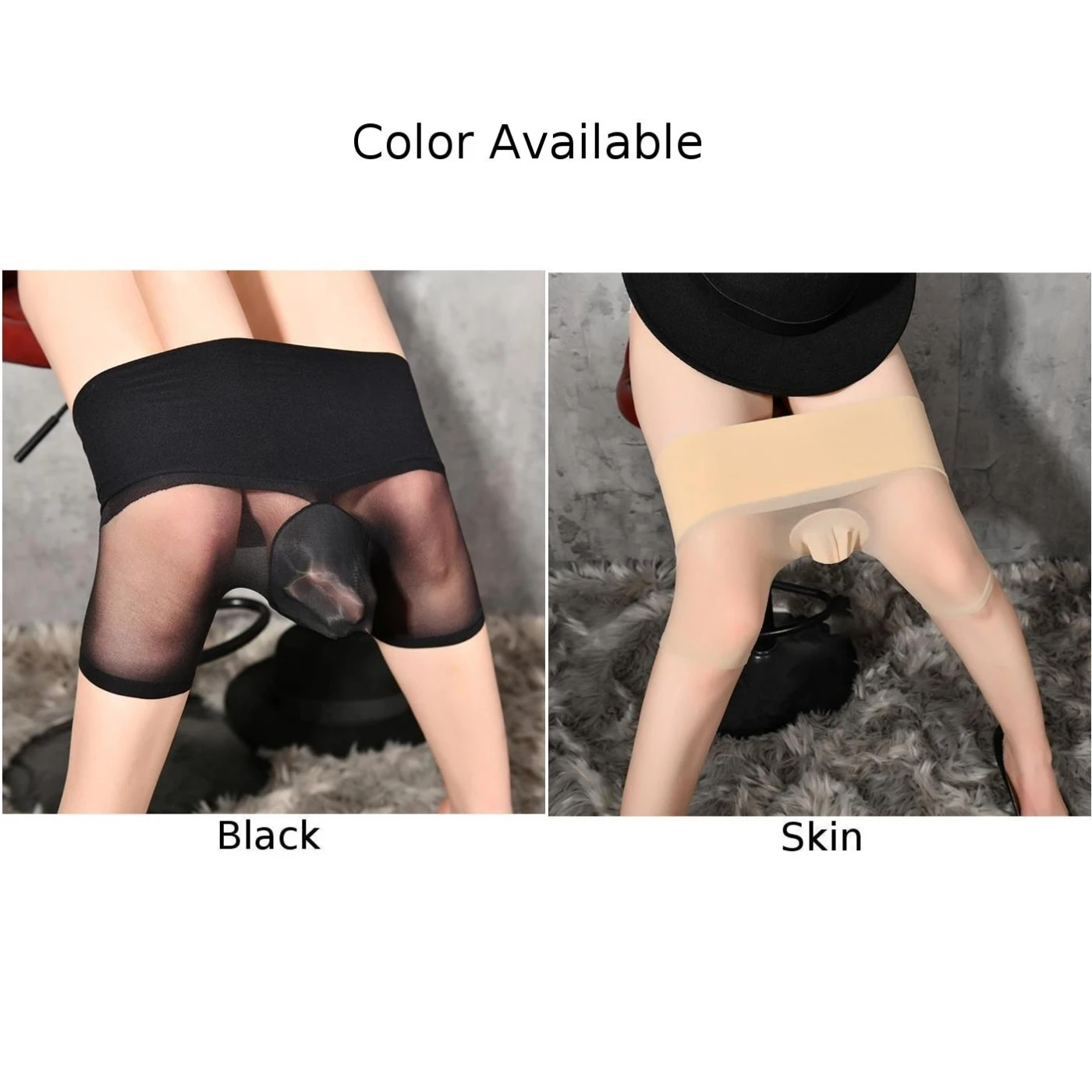 Mens Stretch Seamlessshorts See-Through Underwear Sexy Pantyhose Shorts U Convex Cock Pouch Gay Men Underpant Trunks