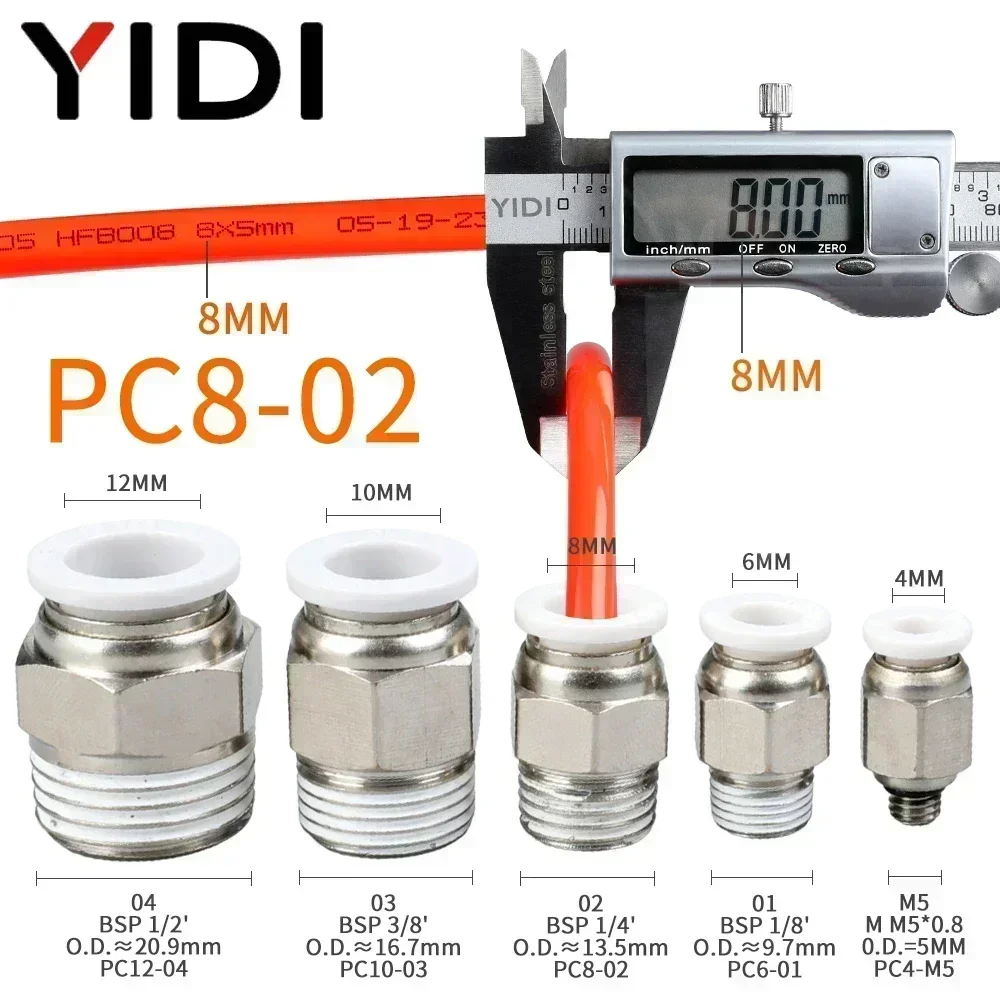 5/10 pz PC Aria Pneumatica Raccordo A Sgancio Rapido di Collegamento 4mm 6mm 8mm 10mm 12mm Raccordi Per Tubi Connettore del Tubo 1/2 1/4 1/8 3/8 BSP